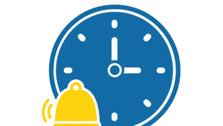 Image of a clock with a small bell ringing