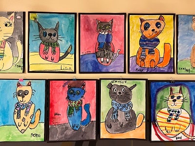 student paintings of cats