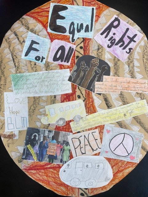 mixed media on the shape of the shield