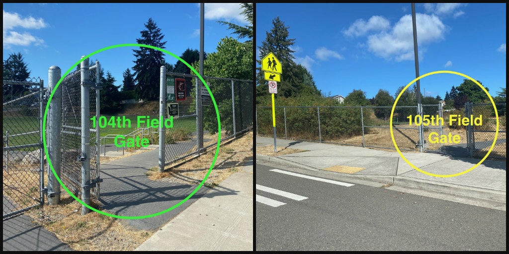 View of gate entries on 104th and 105th