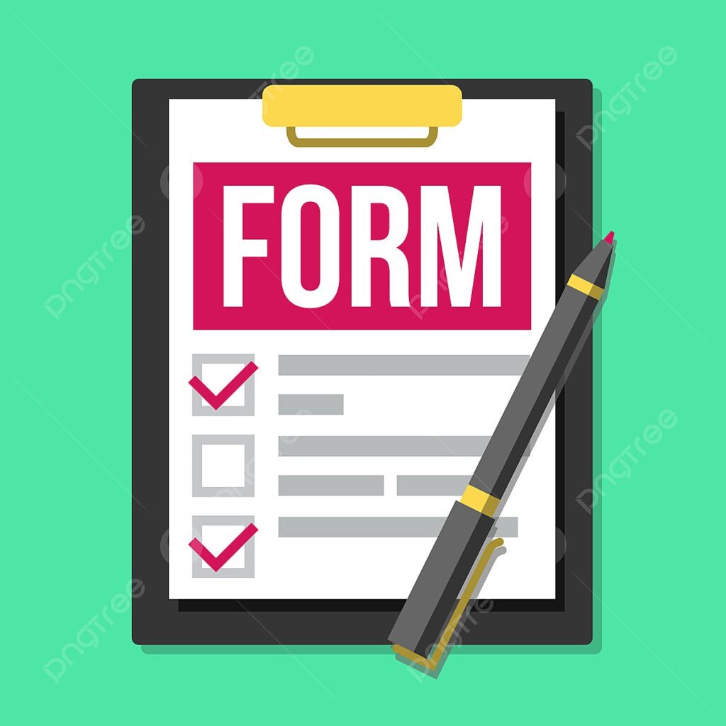 graphic form with check boxes and a pen