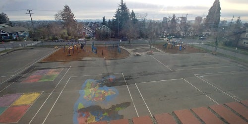 Looking at the playground from the 2nd floor windows