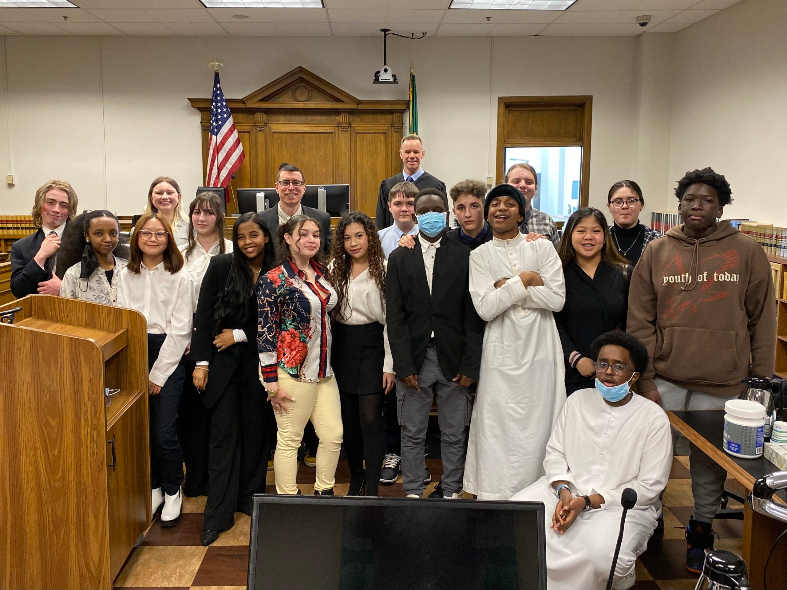 Student in King County Courthouse with Mock Trial Mentoring