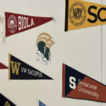 College Flags on wall