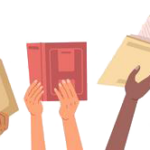 graphic hands holding up books