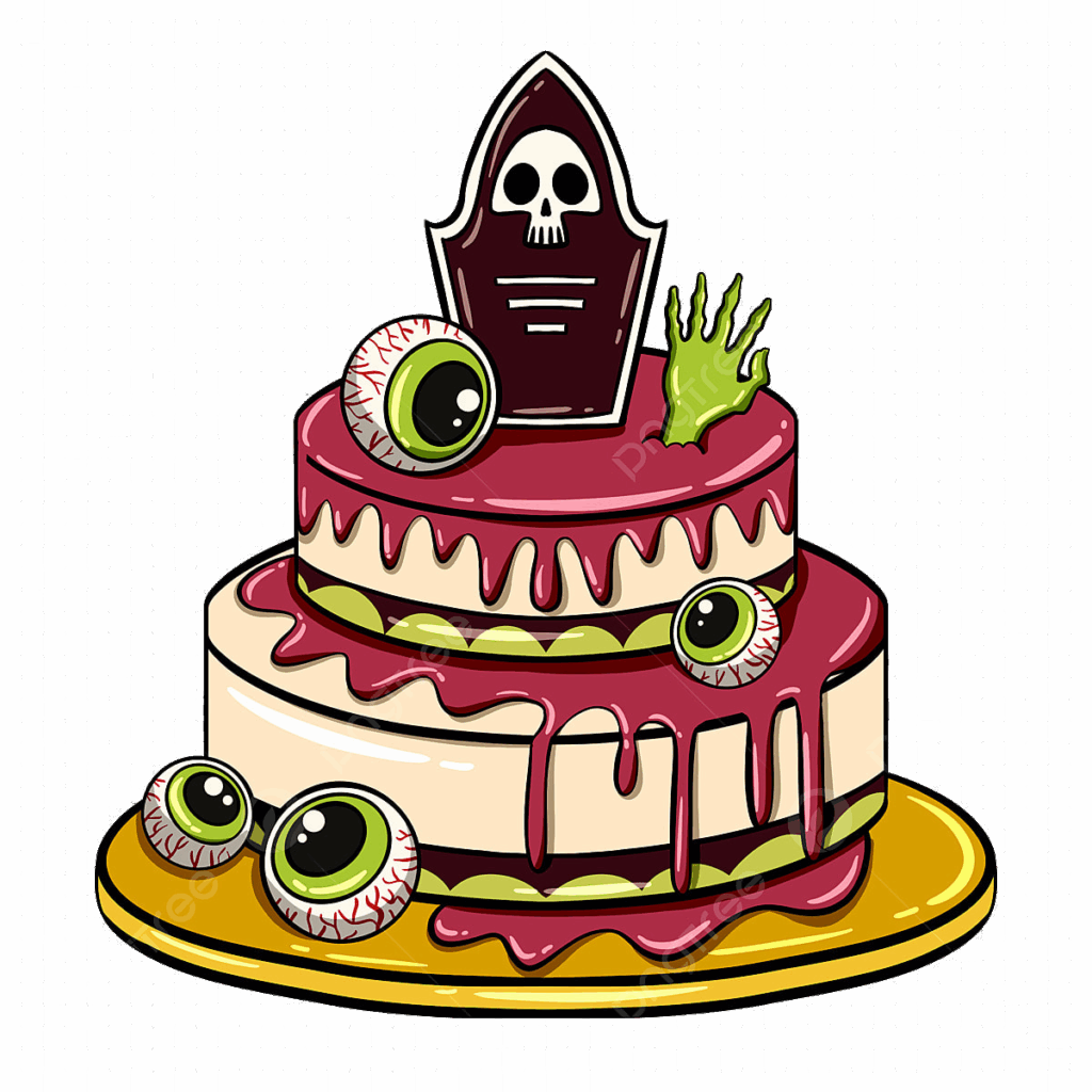 spooky cake with eyeballs