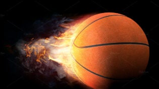 basketball flying through air