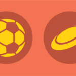 Graphic of fall sports includes a soccer ball and frisbee