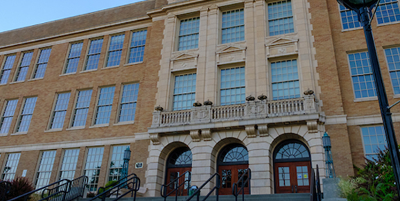 The front of Roosevelt High School building