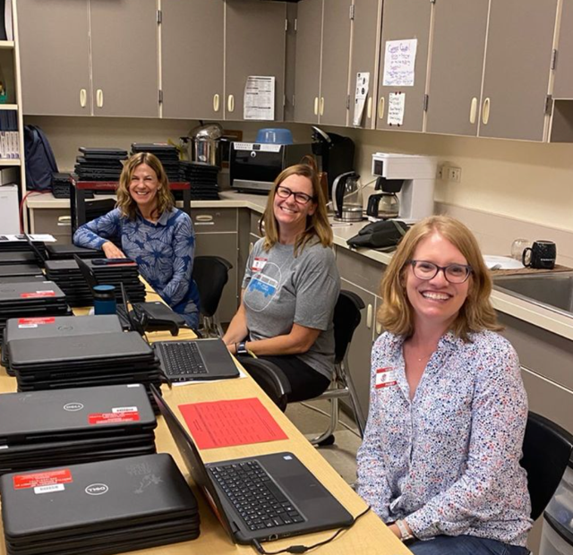 Parent Volunteers at Laptop Distribution