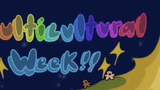 Fat Colorful Font. Text: Multicultural Week!!