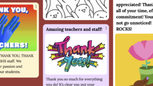 Collage of Thank You with a Flower pot with heart.