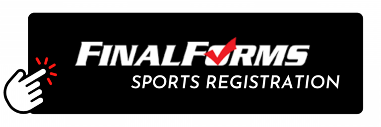 Hand pointing to FinalForms Logo Sports Registration.
