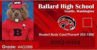 Bucky Beaver Student ID Card GHS Beaver Head Logo 2023-2024
