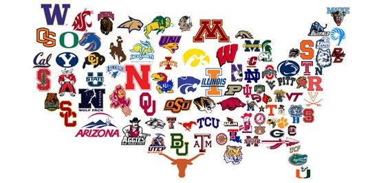 Map with College Logos