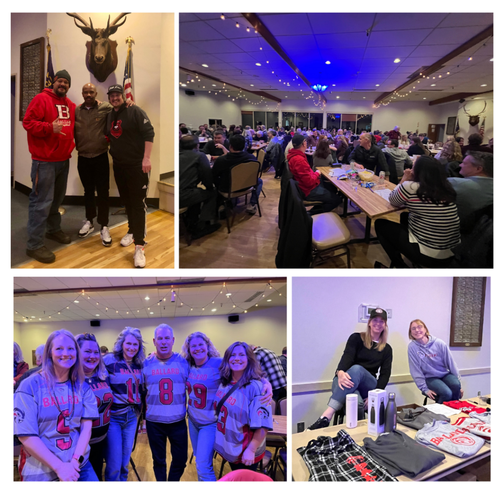Collage of parents and staff at tables and standing at an event at the Elks