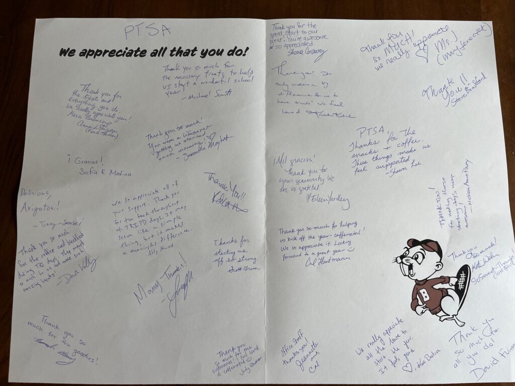 Thank You card with note of thanks and image of Beaver