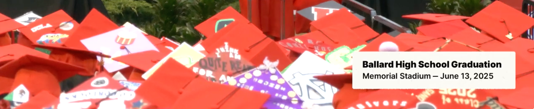 Top of red caps at ceremony.