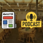 BHS Library, Newsletter, Podcast with Microphone.