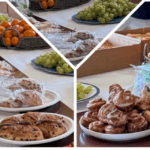 Images of Food for Staff on a table. Oranges, Muffins.