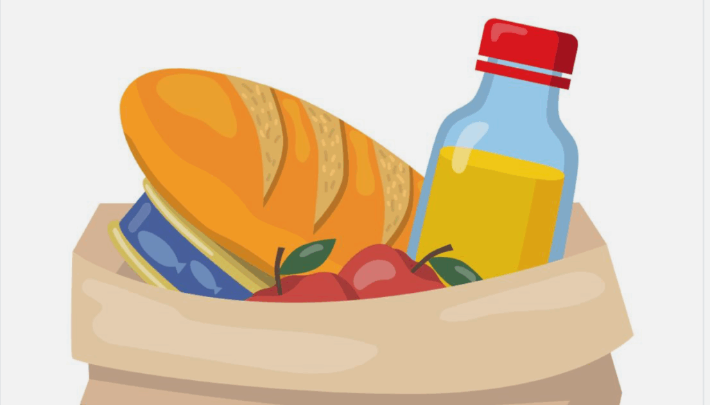Bread, OJ in basket