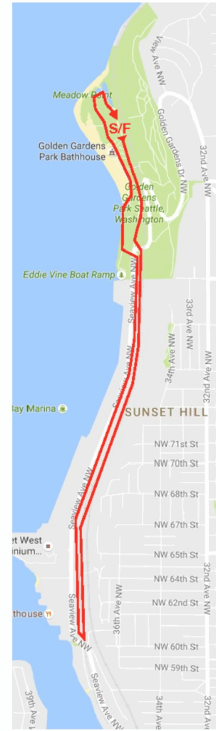 Map of Golden Gardens and Running of the Beavers route.