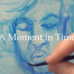 Video image of someone drawing a face. Text: A Moment in Time. Film Festival 2024