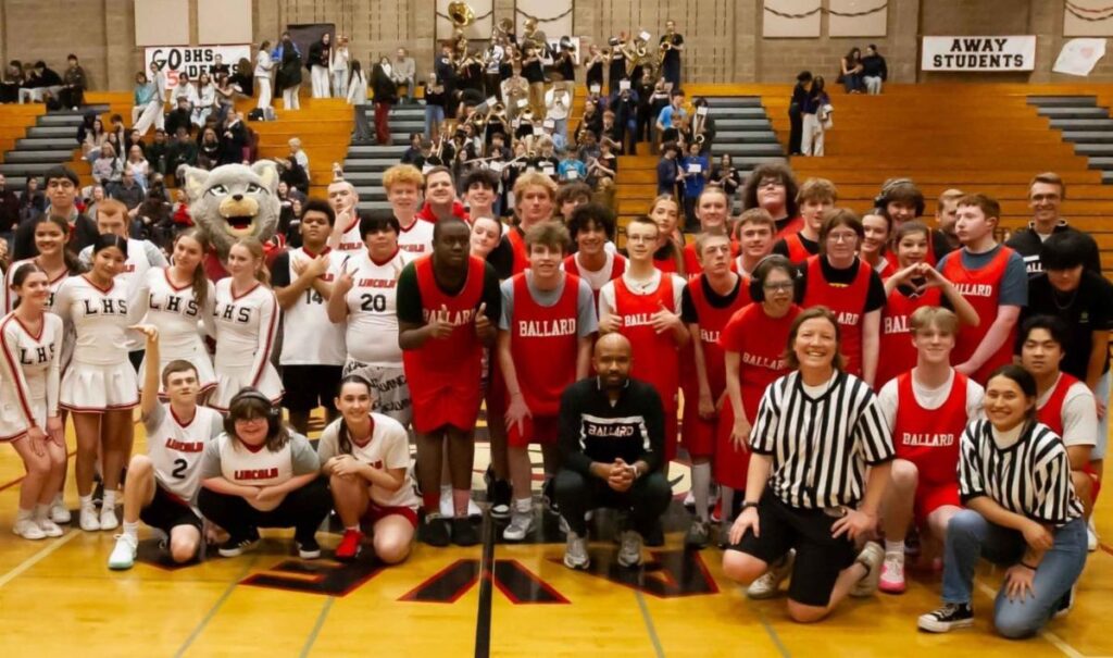 Unified Basketball Teams in the BHS Gym.