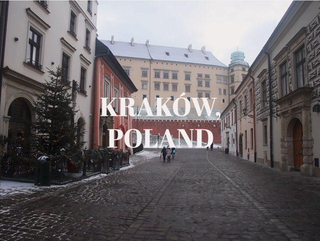 Street Scene. Text: Krakow, Poland