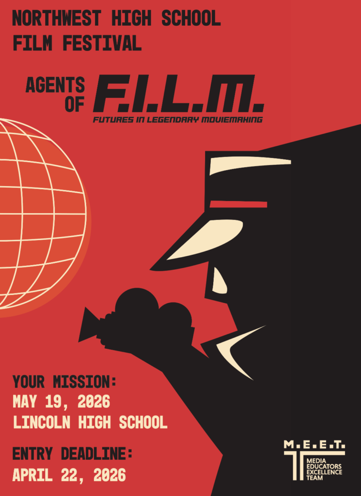 NWHSFF Agents of F.I.L.M with dark spy like image with a film camera.