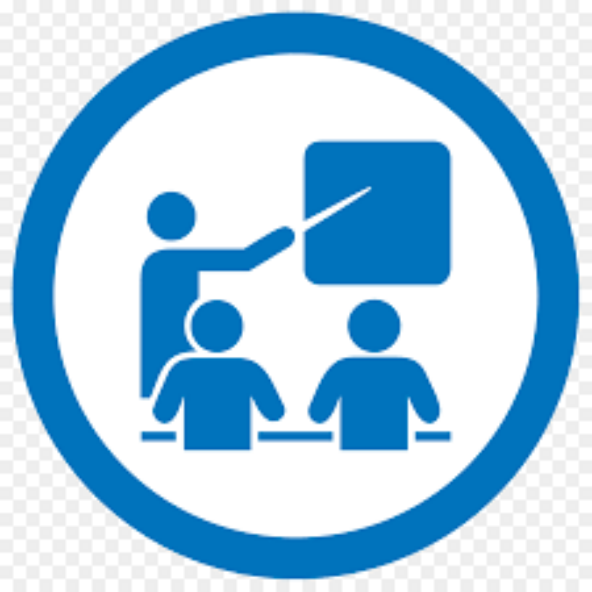 a graphic showing a teacher in a classroom