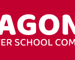 Dragon. Text: Dragon's Fire a Center School Community Logo