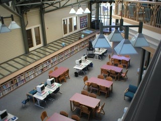 Library from upper mezzanine 