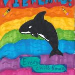 Viewlands an orca jumping out of the water in front of a rainbow of colors