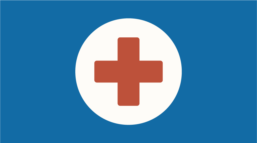 Graphic of a red plus symbol for health services